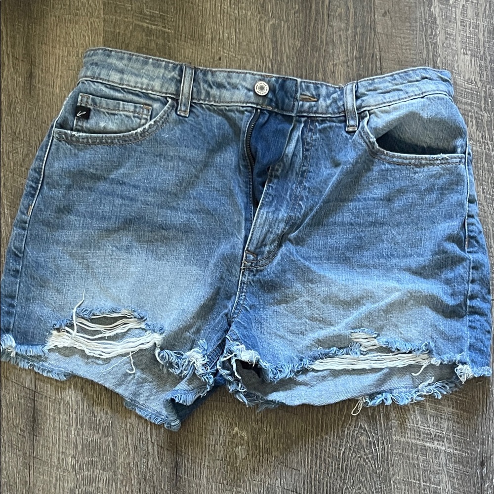 Kancan Light Blue Distressed Jean Shorts
